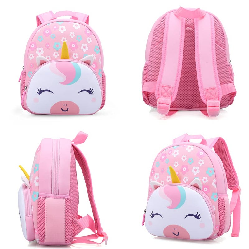KK CRAFTS Preschool Backpack Toddler Neoprene Animal Schoolbag Lunch backpack for Kids Boys Girls(Floral Unicorn) - Image 3
